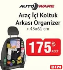 AUTOWARE ARAÇ İÇİ KOLTUK ARKASI ORGANİZER AUTOWARE ARAÇ İÇİ KOLTUK ARKASI ORGANİZER